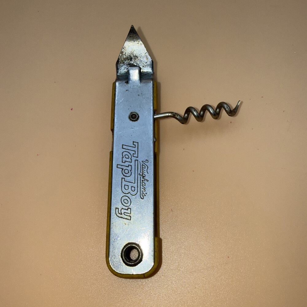 Vintage Vaughan's TAP BOY Yellow Bottle Can Opener with Corkscrew Chicago USA